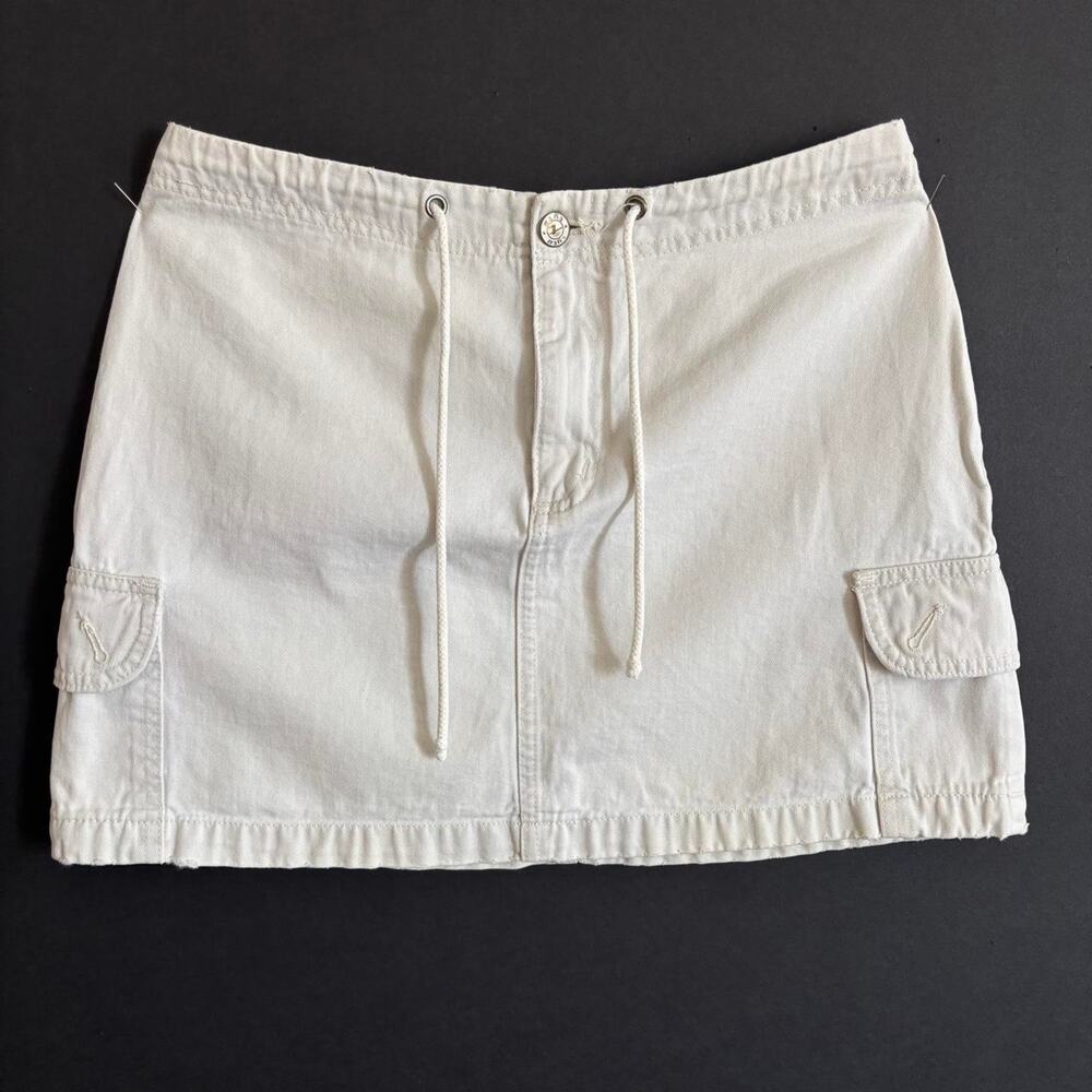 Vintage Y2K Tyte White Cargo Mini Skirt Low Rise Utility Gorpcore - Size 4/6